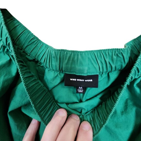 Who What Where Green Puff Sleeve Maxi Dress With Tie Details womens M - Picture 3 of 3